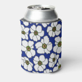 Tropisch blauwe witte bloemen blikjeskoeler (Blikje Achterkant)