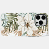 Tropisch blauwe witte bloemen Case-Mate iPhone case (Achterkant (horizontaal))