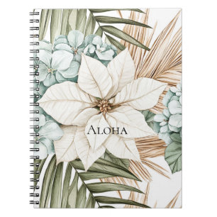 Tropisch blauwe witte bloemen notitieboek