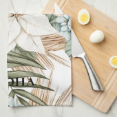 Tropisch blauwe witte bloemen theedoek (Quarter Fold)