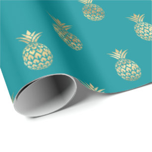 Tropisch Blauwgroen anananaseppatroon Cadeaupapier