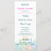 Tropisch Blauwgroen Berry Pink Floral Chevron Wedd Programmakaart (Voorkant)