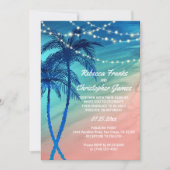Tropisch Blauwgroen blauw en Peach Wedding Invitat Kaart (Voorkant)