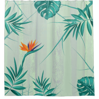 Tropisch Blauwgroen Blauw Groen Palm Douchegordijn