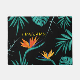 Tropisch Blauwgroen Blauw Groen Palmmonogram Thail Deurmat
