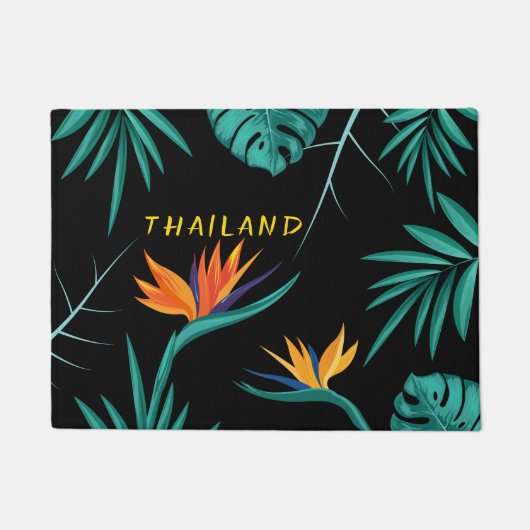 Tropisch Blauwgroen Blauw Groen Palmmonogram Thail Deurmat (Voorkant)