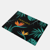 Tropisch Blauwgroen Blauw Groen Palmmonogram Thail Deurmat (Schuin)