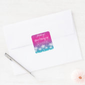 Tropisch Blauwgroen Blauw Roze Bat Mitzvah Vierkante Sticker (Envelop)