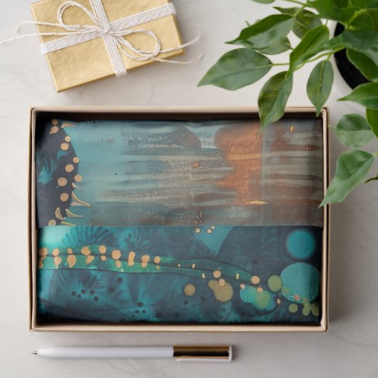 Tropisch Blauwgroen en Goud Botanisch Weefselpapie Tissuepapier (Geschenk)