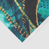 Tropisch Blauwgroen en Goud Botanisch Weefselpapie Tissuepapier (Detail)