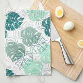 Tropisch blauwgroen en grijs blad gevlekt theedoek (Quarter Fold)