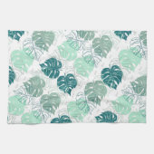 Tropisch blauwgroen en grijs blad gevlekt theedoek (Horizontaal)