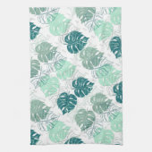 Tropisch blauwgroen en grijs blad gevlekt theedoek (Verticaal)