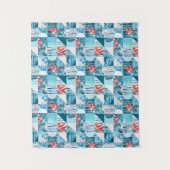 Tropisch Blauwgroen geometrisch Abstract patroon 2 Wandkleed (Voorkant)