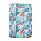 Tropisch Blauwgroen geometrisch Abstract patroon Badmat (Voorkant Verticaal)
