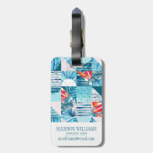 Tropisch Blauwgroen geometrisch Abstract patroon Bagagelabel (Achterkant verticaal)