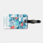 Tropisch Blauwgroen geometrisch Abstract patroon Bagagelabel (Achterkant horizontaal)
