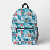 Tropisch Blauwgroen geometrisch Abstract patroon Bedrukte Rugzak (Voorkant)