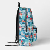 Tropisch Blauwgroen geometrisch Abstract patroon Bedrukte Rugzak (Links)