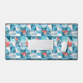 Tropisch Blauwgroen geometrisch Abstract patroon Bureaumat (Keyboard & Muis)