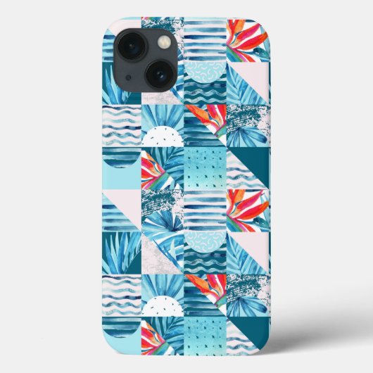 Tropisch Blauwgroen geometrisch Abstract patroon Case-Mate iPhone Case (Achterkant)