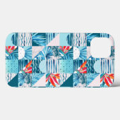 Tropisch Blauwgroen geometrisch Abstract patroon Case-Mate iPhone Case (Achterkant (horizontaal))