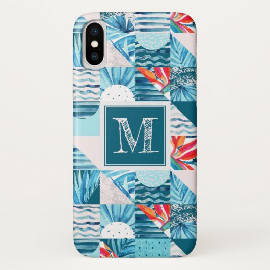 Tropisch Blauwgroen geometrisch Abstract patroon Case-Mate iPhone Case (Achterkant)