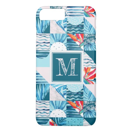 Tropisch Blauwgroen geometrisch Abstract patroon Case-Mate iPhone Case (Achterkant)