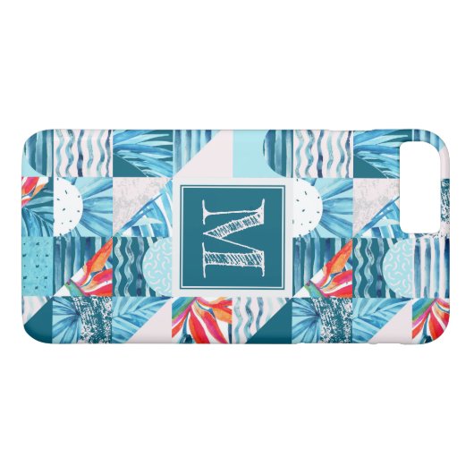 Tropisch Blauwgroen geometrisch Abstract patroon Case-Mate iPhone Case (Achterkant (Horizontaal))