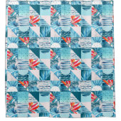 Tropisch Blauwgroen geometrisch Abstract patroon Douchegordijn (Voorkant)