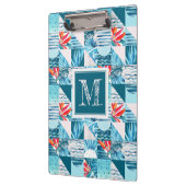 Tropisch Blauwgroen geometrisch Abstract patroon Klembord (Links)