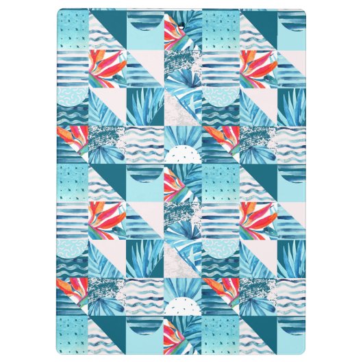 Tropisch Blauwgroen geometrisch Abstract patroon Klembord (Achterkant)