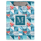 Tropisch Blauwgroen geometrisch Abstract patroon Klembord (Voorkant)