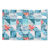 Tropisch Blauwgroen geometrisch Abstract patroon Kussensloop (Achterkant-Links)