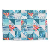 Tropisch Blauwgroen geometrisch Abstract patroon Kussensloop (Achterkant-Rechts)