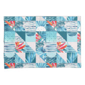 Tropisch Blauwgroen geometrisch Abstract patroon Kussensloop (Voorkant-Rechts)