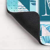 Tropisch Blauwgroen geometrisch Abstract patroon Muismat (Hoek)