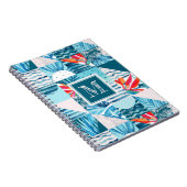 Tropisch Blauwgroen geometrisch Abstract patroon Notitieboek (Rechterzijde)