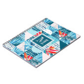 Tropisch Blauwgroen geometrisch Abstract patroon Notitieboek (Linkerzijde)