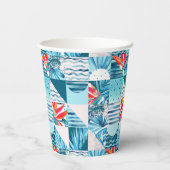 Tropisch Blauwgroen geometrisch Abstract patroon Papieren Bekers (Achterkant)