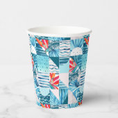 Tropisch Blauwgroen geometrisch Abstract patroon Papieren Bekers (Rechts)