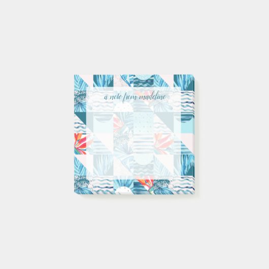 Tropisch Blauwgroen geometrisch Abstract patroon Post-it® Notes (Voorkant)