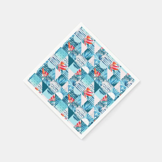 Tropisch Blauwgroen geometrisch Abstract patroon Servet (Hoek)