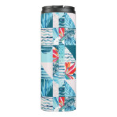 Tropisch Blauwgroen geometrisch Abstract patroon Thermosbeker (Achterkant)