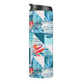 Tropisch Blauwgroen geometrisch Abstract patroon Thermosbeker (Geroteerd rechts)