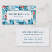 Tropisch Blauwgroen geometrisch Abstract patroon Visitekaartje (Voorkant / Achterkant)