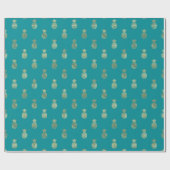 Tropisch Blauwgroen gouden anananussenpatroon Cadeaupapier (Vlak)