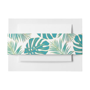 Tropisch blauwgroen gouden monstera, palmbladeren  uitnodigingen wikkel