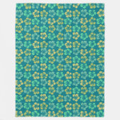 Tropisch Blauwgroen Hibiscus Flower Pattern Fleece Deken (Voorkant)