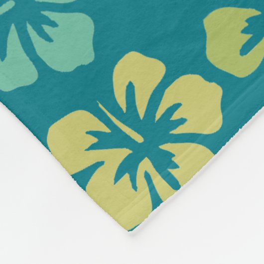 Tropisch Blauwgroen Hibiscus Flower Pattern Fleece Deken (Hoek)
